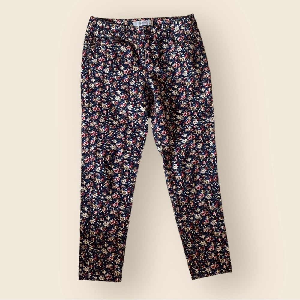 Bossini size 24 floral skinny midrise cotton and spandex 90s pants